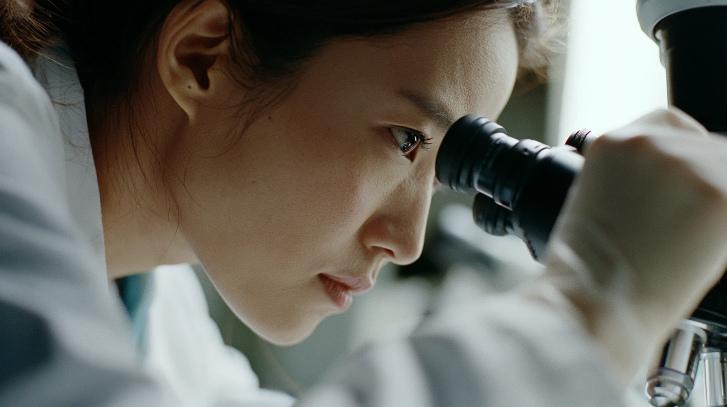Hugel laboratory — microscope work